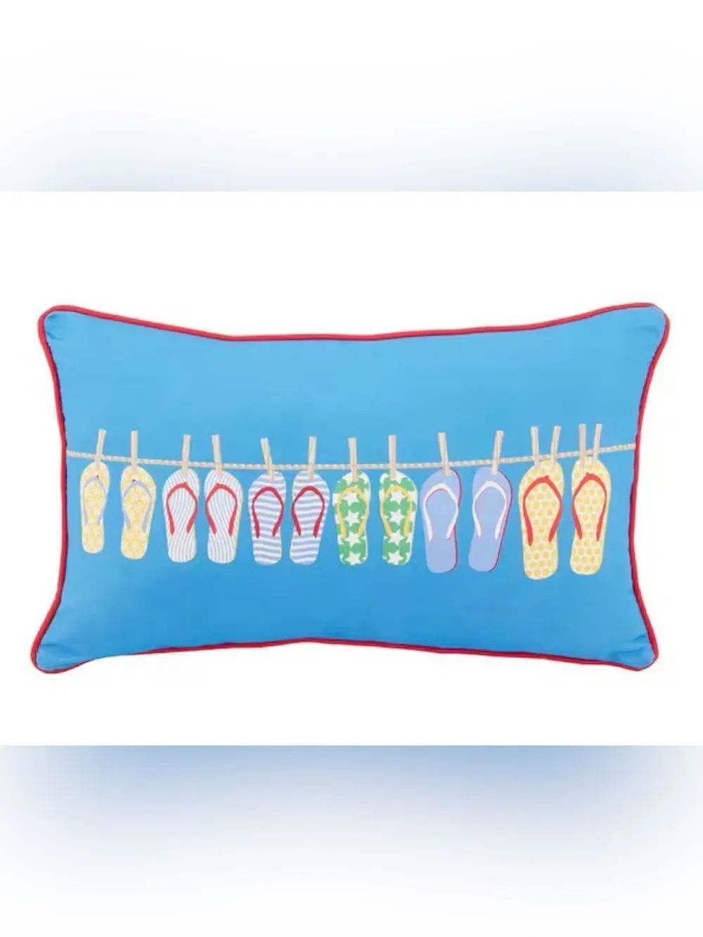 Hampton Bay 12 in. x 20 in. Blue Flip-Flop Sail Lumbar Outdoor Throw Pillow